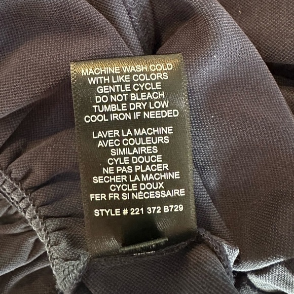 REBECCA TAYLOR Slit V-Neck Navy Long Sleeve Blouse Flattering Romantic Ruffles - Picture 13 of 13